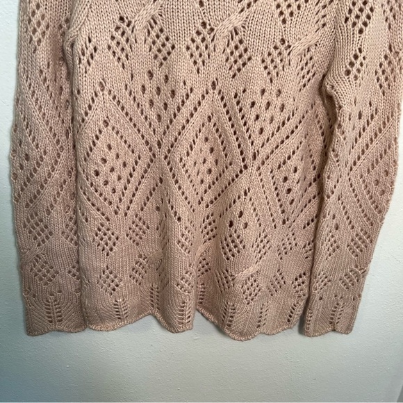 Loft Crewneck Sweater Light Pink Loose Knit - Picture 5 of 13
